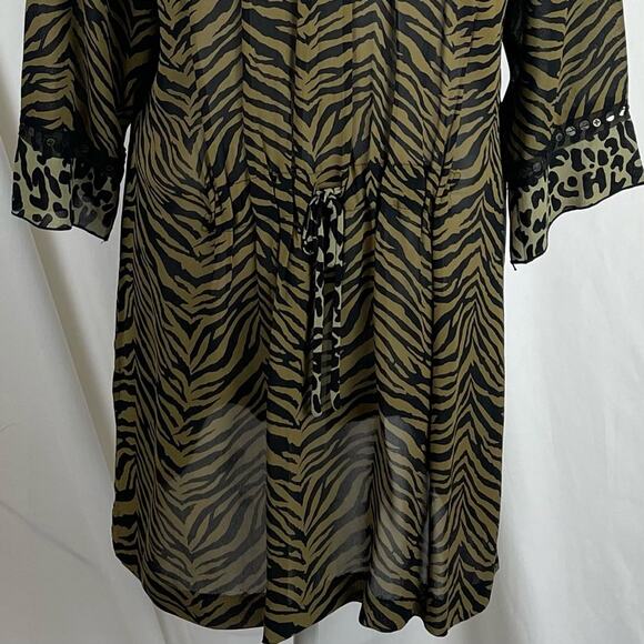 Usindo Sheer Sequined Animal Print Boho Artist Shirt Dress Vintage Size S - Picture 8 of 13